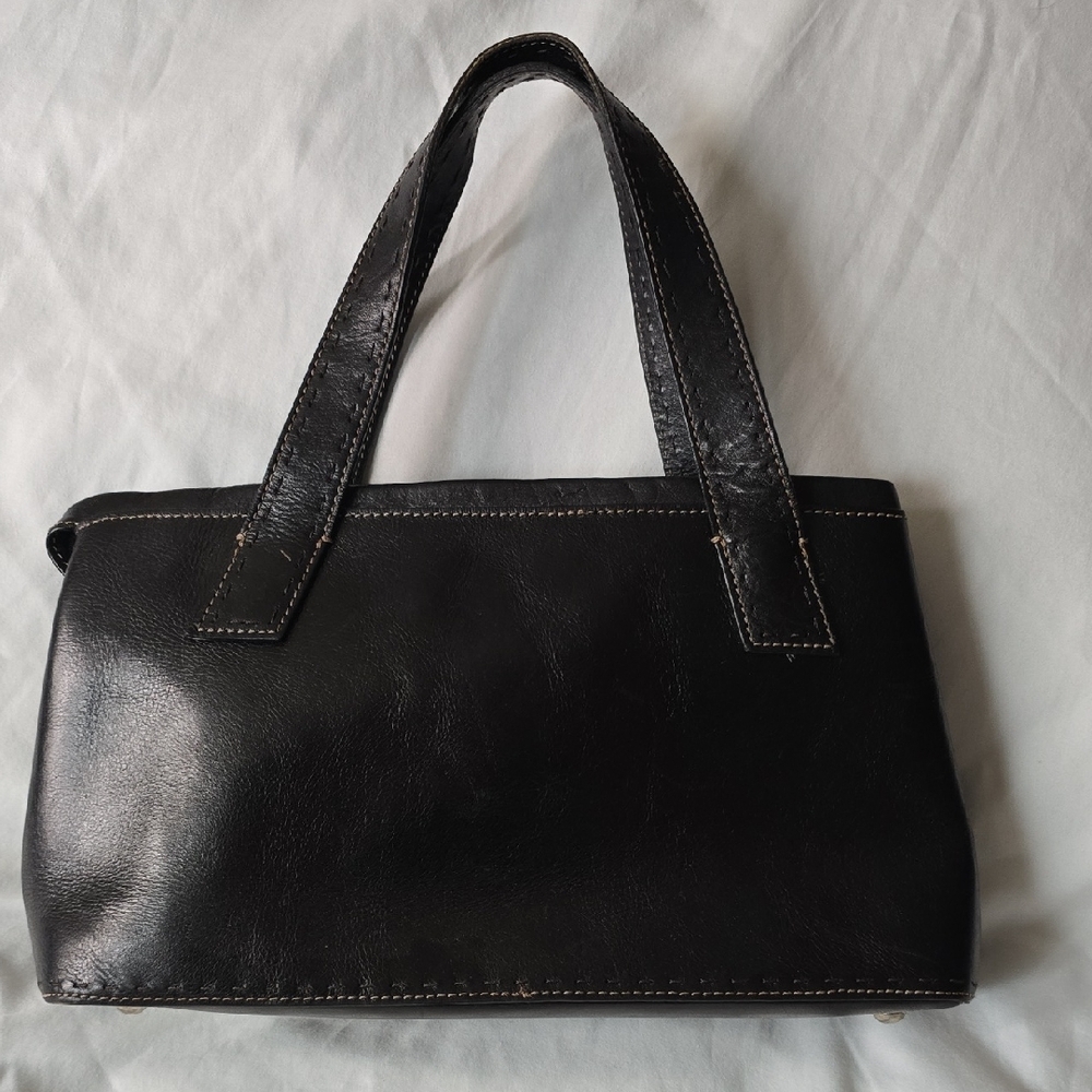 Fossil Vintage Black Leather Shoulder Satchel Bag Purse